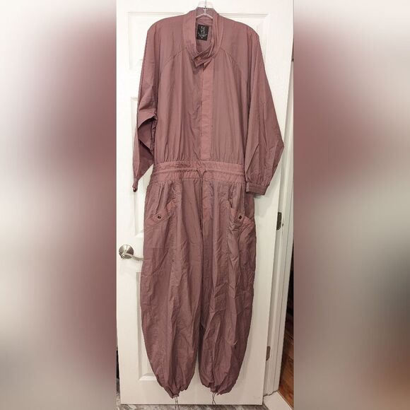 New Athleta x Alicia Keys brown Jumpsuit Open Back Utility snap front Plus Sz 22 - Picture 14 of 16